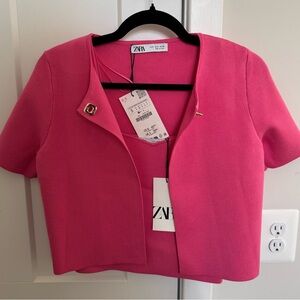 NWT Zara Smooth Knit Crop Cardigan + Crop Top